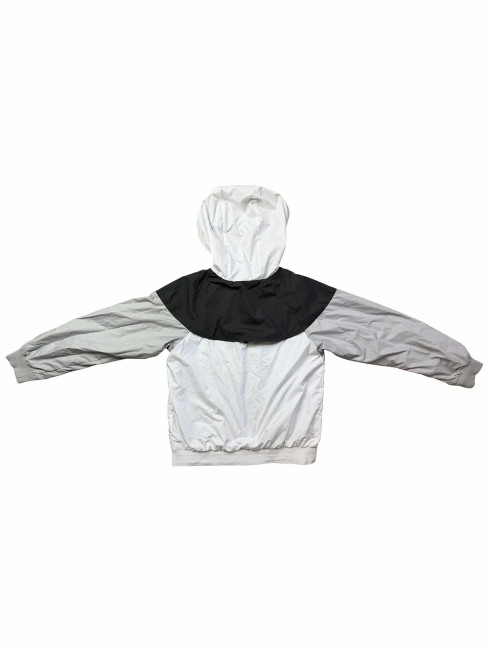 Nike Kids Medium white, gray & black Hooded Full-Zip Windbreaker Jacket